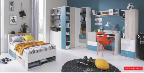 ​Детская PLANET System В Meblar Белый Люкс / Дуб / Mоре